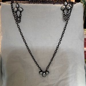 Black and Blue Necklace and Earring Set. One of a kind.